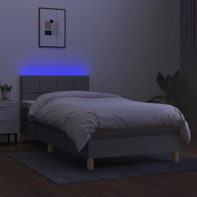 ΚΡΕΒΑΤΙ BOXSPRING ΜΕ ΣΤΡΩΜΑ & LED ΑΝ.ΓΚΡΙ 90X200 ΕΚ. ΥΦΑΣΜΑΤΙΝΟ 3133685
