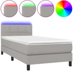ΚΡΕΒΑΤΙ BOXSPRING ΜΕ ΣΤΡΩΜΑ & LED ΑΝ.ΓΚΡΙ 90X190 ΕΚ. ΥΦΑΣΜΑΤΙΝΟ 3133117