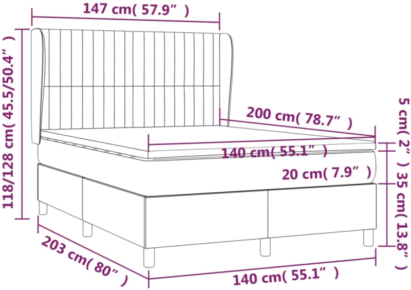 ΚΡΕΒΑΤΙ BOXSPRING ΜΕ ΣΤΡΩΜΑ ΑΝΟΙΧΤΟ ΓΚΡΙ 140X200 ΕΚ. ΥΦΑΣΜΑΤΙΝΟ 3128125