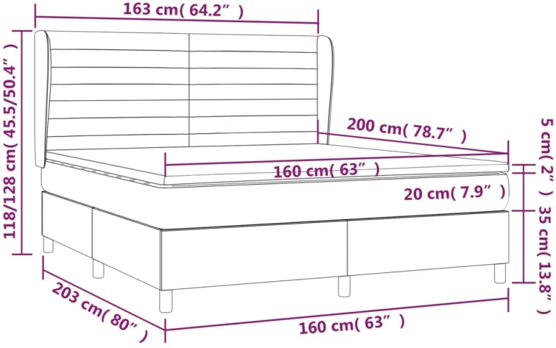 ΚΡΕΒΑΤΙ BOXSPRING ΜΕ ΣΤΡΩΜΑ ΣΚΟΥΡΟ ΓΚΡΙ 160X200 ΕΚ. ΒΕΛΟΥΔΙΝΟ 3129280
