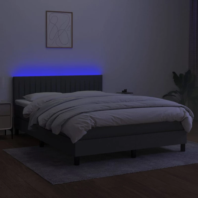ΚΡΕΒΑΤΙ BOXSPRING ΜΕ ΣΤΡΩΜΑ & LED ΣΚ.ΓΚΡΙ 140X190 ΕΚ ΥΦΑΣΜΑΤΙΝΟ 3133310