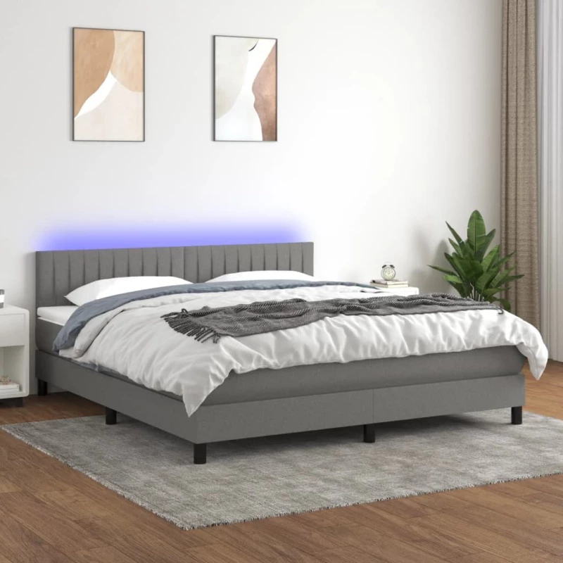 ΚΡΕΒΑΤΙ BOXSPRING ΜΕ ΣΤΡΩΜΑ & LED ΣΚ.ΓΚΡΙ 160X200 ΕΚ ΥΦΑΣΜΑΤΙΝΟ 3133326
