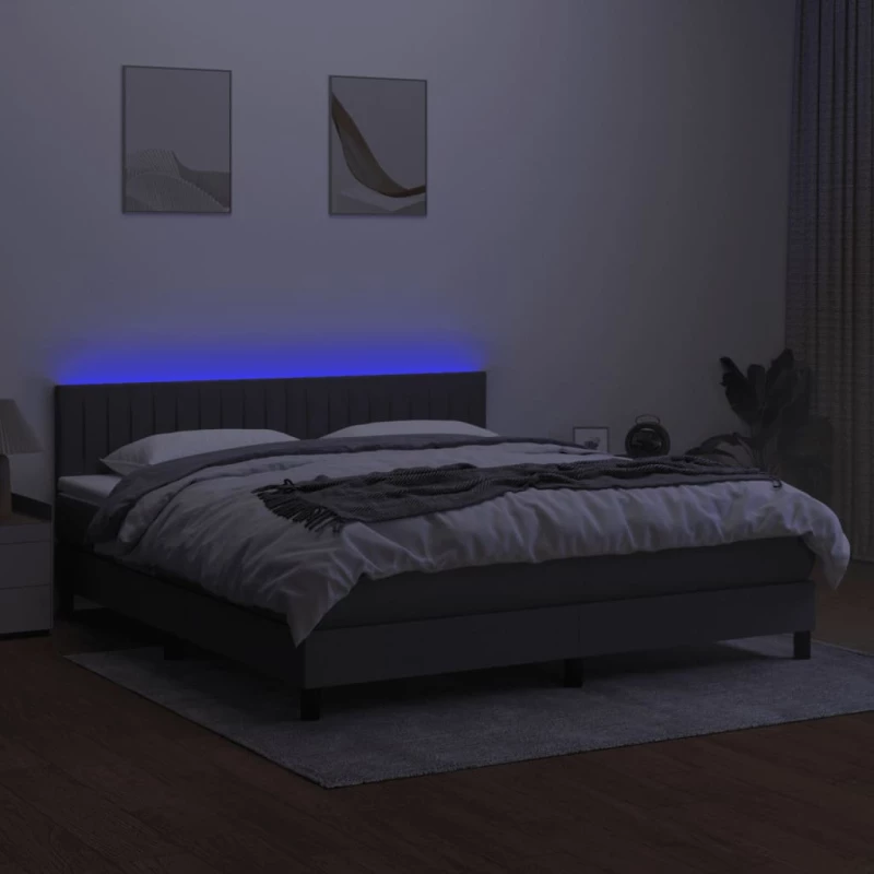 ΚΡΕΒΑΤΙ BOXSPRING ΜΕ ΣΤΡΩΜΑ & LED ΣΚ.ΓΚΡΙ 160X200 ΕΚ ΥΦΑΣΜΑΤΙΝΟ 3133326
