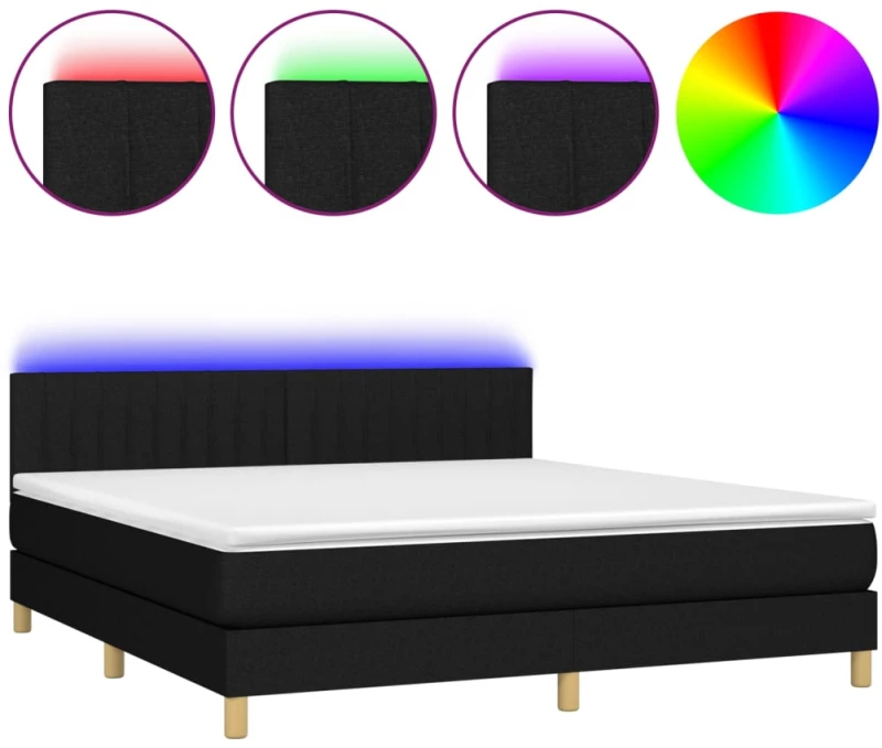ΚΡΕΒΑΤΙ BOXSPRING ΜΕ ΣΤΡΩΜΑ & LED ΜΑΥΡΟ 160X200 ΕΚ. ΥΦΑΣΜΑΤΙΝΟ 3133887