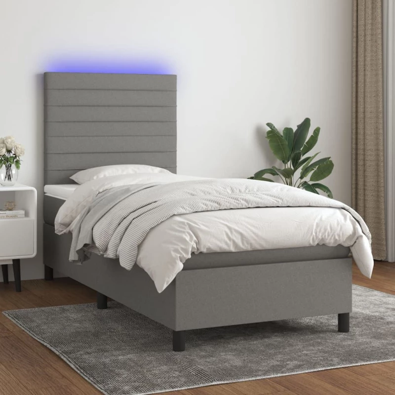 ΚΡΕΒΑΤΙ BOXSPRING ΜΕ ΣΤΡΩΜΑ & LED ΣΚ.ΓΚΡΙ 80X200 ΕΚ. ΥΦΑΣΜΑΤΙΝΟ 3134910