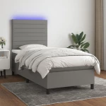 ΚΡΕΒΑΤΙ BOXSPRING ΜΕ ΣΤΡΩΜΑ & LED ΣΚ.ΓΚΡΙ 80X200 ΕΚ. ΥΦΑΣΜΑΤΙΝΟ 3134910