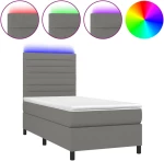 ΚΡΕΒΑΤΙ BOXSPRING ΜΕ ΣΤΡΩΜΑ & LED ΣΚ.ΓΚΡΙ 80X200 ΕΚ. ΥΦΑΣΜΑΤΙΝΟ 3134910