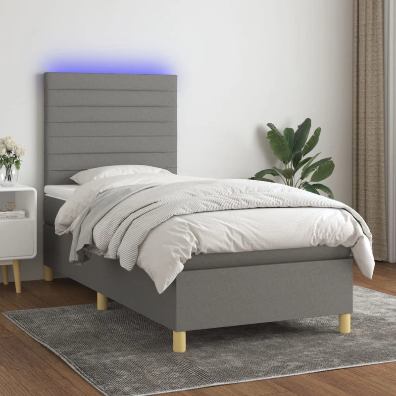 ΚΡΕΒΑΤΙ BOXSPRING ΜΕ ΣΤΡΩΜΑ & LED ΣΚ.ΓΚΡΙ 80X200 ΕΚ. ΥΦΑΣΜΑΤΙΝΟ 3135470