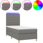 ΚΡΕΒΑΤΙ BOXSPRING ΜΕ ΣΤΡΩΜΑ & LED ΣΚ.ΓΚΡΙ 80X200 ΕΚ. ΥΦΑΣΜΑΤΙΝΟ 3135470