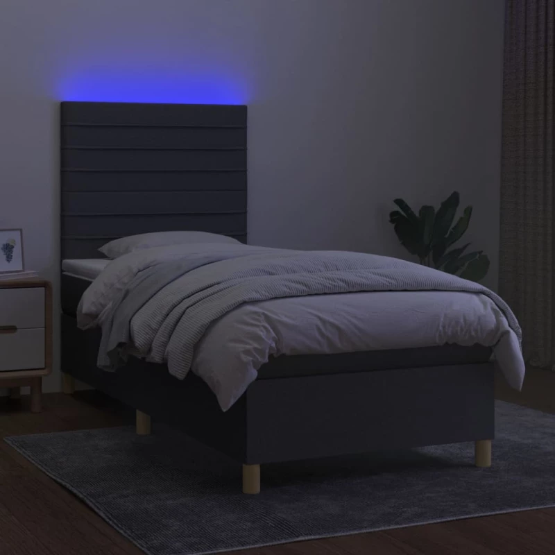 ΚΡΕΒΑΤΙ BOXSPRING ΜΕ ΣΤΡΩΜΑ & LED ΣΚ.ΓΚΡΙ 80X200 ΕΚ. ΥΦΑΣΜΑΤΙΝΟ 3135470