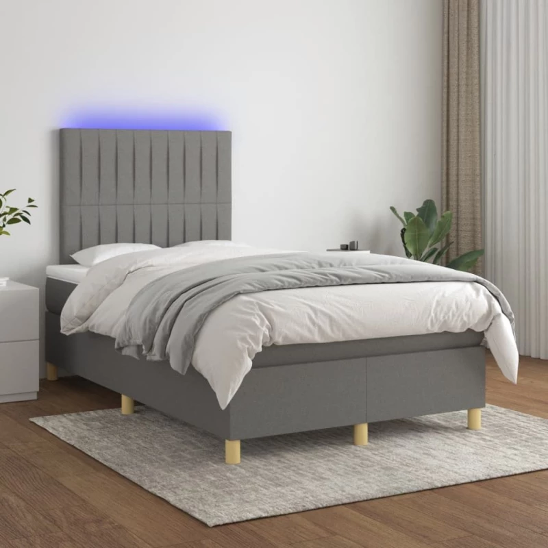 ΚΡΕΒΑΤΙ BOXSPRING ΜΕ ΣΤΡΩΜΑ & LED ΣΚ.ΓΚΡΙ 120X200 ΕΚ ΥΦΑΣΜΑΤΙΝΟ 3135582