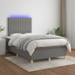 ΚΡΕΒΑΤΙ BOXSPRING ΜΕ ΣΤΡΩΜΑ & LED ΣΚ.ΓΚΡΙ 120X200 ΕΚ ΥΦΑΣΜΑΤΙΝΟ 3135582