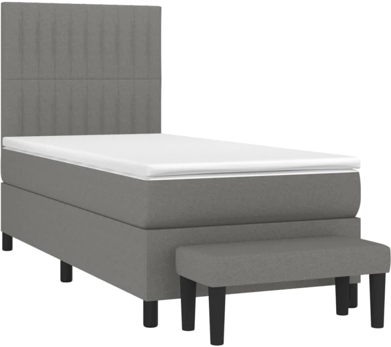 ΚΡΕΒΑΤΙ BOXSPRING ΜΕ ΣΤΡΩΜΑ ΣΚΟΥΡΟ ΓΚΡΙ 100X200 ΕΚ. ΥΦΑΣΜΑΤΙΝΟ 3136734
