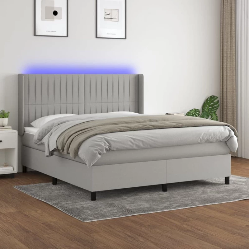 ΚΡΕΒΑΤΙ BOXSPRING ΜΕ ΣΤΡΩΜΑ & LED ΑΝ.ΓΚΡΙ 160X200ΕΚ. ΥΦΑΣΜΑΤΙΝΟ 3138485