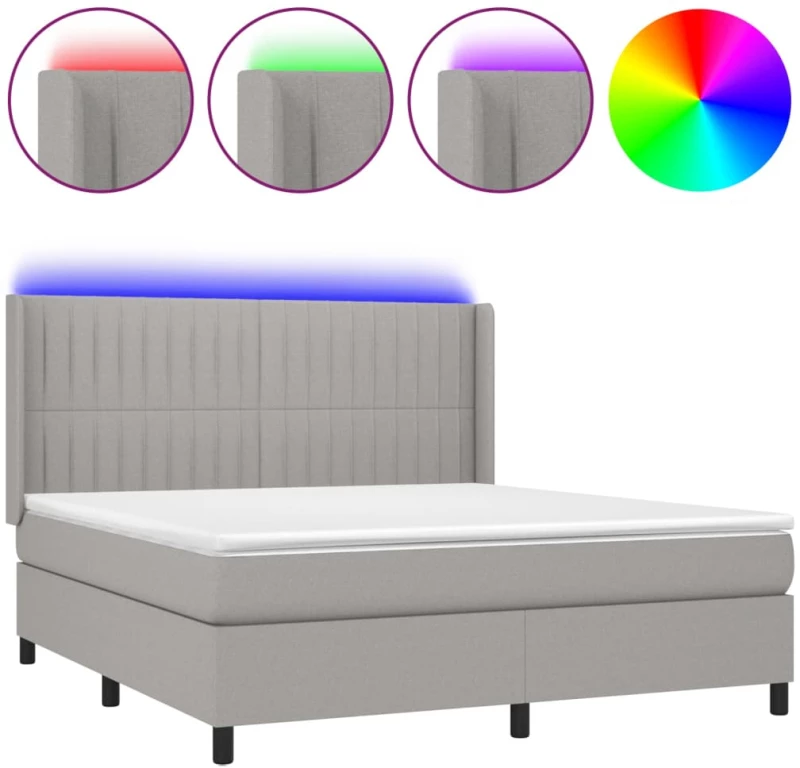 ΚΡΕΒΑΤΙ BOXSPRING ΜΕ ΣΤΡΩΜΑ & LED ΑΝ.ΓΚΡΙ 160X200ΕΚ. ΥΦΑΣΜΑΤΙΝΟ 3138485
