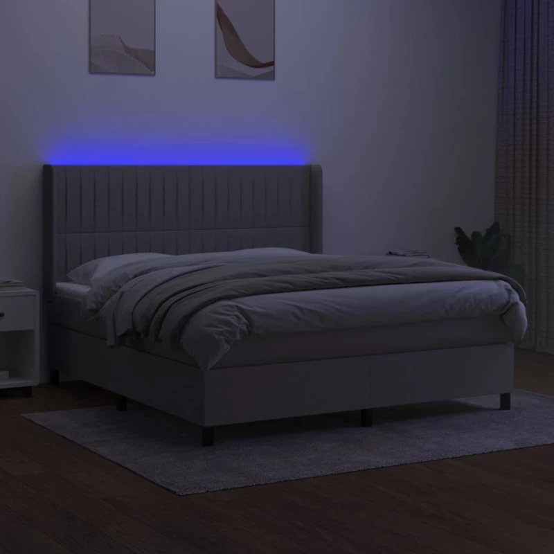 ΚΡΕΒΑΤΙ BOXSPRING ΜΕ ΣΤΡΩΜΑ & LED ΑΝ.ΓΚΡΙ 160X200ΕΚ. ΥΦΑΣΜΑΤΙΝΟ 3138485