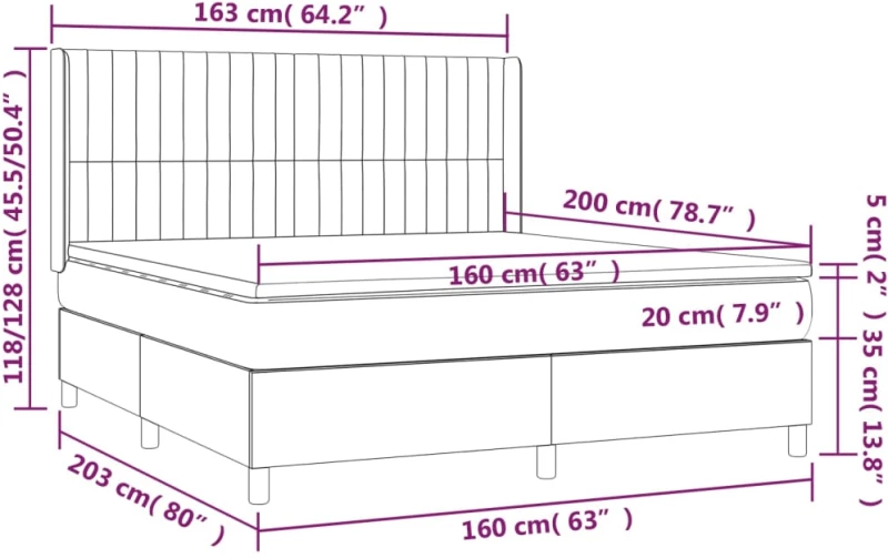 ΚΡΕΒΑΤΙ BOXSPRING ΜΕ ΣΤΡΩΜΑ & LED ΑΝ.ΓΚΡΙ 160X200ΕΚ. ΥΦΑΣΜΑΤΙΝΟ 3138485