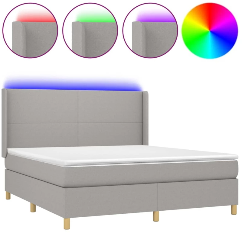 ΚΡΕΒΑΤΙ BOXSPRING ΜΕ ΣΤΡΩΜΑ & LED ΑΝ.ΓΚΡΙ 160X200ΕΚ. ΥΦΑΣΜΑΤΙΝΟ 3138725