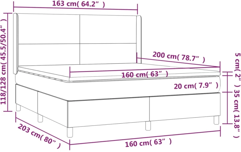 ΚΡΕΒΑΤΙ BOXSPRING ΜΕ ΣΤΡΩΜΑ & LED ΑΝ.ΓΚΡΙ 160X200ΕΚ. ΥΦΑΣΜΑΤΙΝΟ 3138725