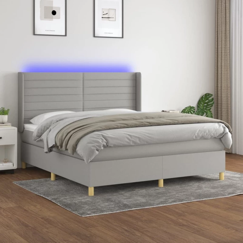 ΚΡΕΒΑΤΙ BOXSPRING ΜΕ ΣΤΡΩΜΑ & LED ΑΝ.ΓΚΡΙ 160X200ΕΚ. ΥΦΑΣΜΑΤΙΝΟ 3138965