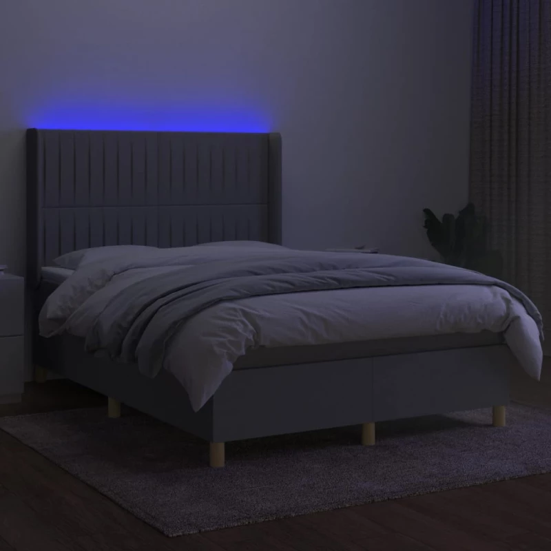 ΚΡΕΒΑΤΙ BOXSPRING ΜΕ ΣΤΡΩΜΑ & LED ΑΝ.ΓΚΡΙ 140X190ΕΚ. ΥΦΑΣΜΑΤΙΝΟ 3139029
