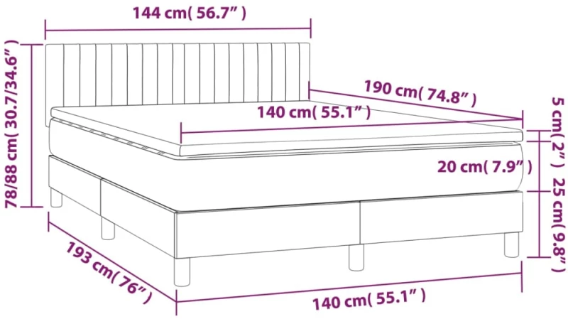 ΚΡΕΒΑΤΙ BOXSPRING ΜΕ ΣΤΡΩΜΑ ΑΝΟΙΧΤΟ ΓΚΡΙ 140X190 ΕΚ. ΥΦΑΣΜΑΤΙΝΟ 3140769