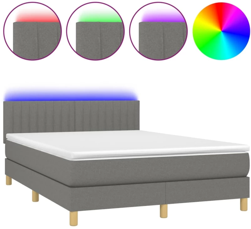 ΚΡΕΒΑΤΙ BOXSPRING ΜΕ ΣΤΡΩΜΑ & LED ΣΚ.ΓΚΡΙ 140X190 ΕΚ ΥΦΑΣΜΑΤΙΝΟ 3133870