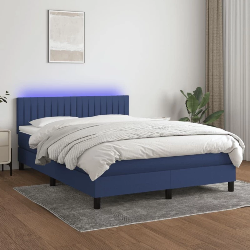 ΚΡΕΒΑΤΙ BOXSPRING ΜΕ ΣΤΡΩΜΑ & LED ΜΠΛΕ 140X190 ΕΚ. ΥΦΑΣΜΑΤΙΝΟ 3133315