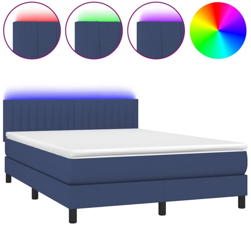 ΚΡΕΒΑΤΙ BOXSPRING ΜΕ ΣΤΡΩΜΑ & LED ΜΠΛΕ 140X190 ΕΚ. ΥΦΑΣΜΑΤΙΝΟ 3133315