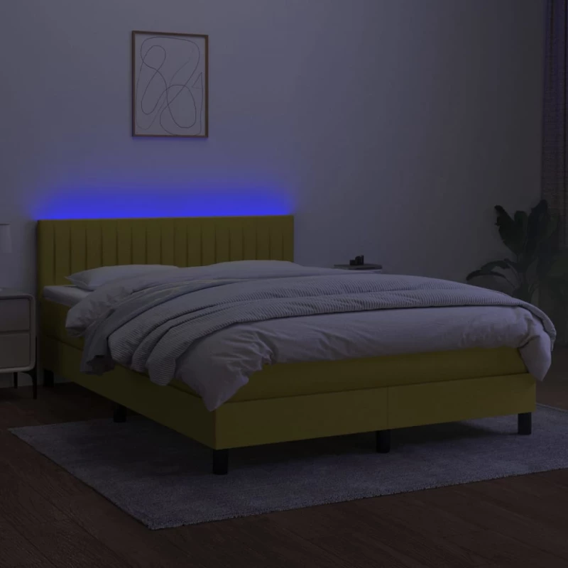 ΚΡΕΒΑΤΙ BOXSPRING ΜΕ ΣΤΡΩΜΑ & LED ΜΠΛΕ 140X190 ΕΚ. ΥΦΑΣΜΑΤΙΝΟ 3133315