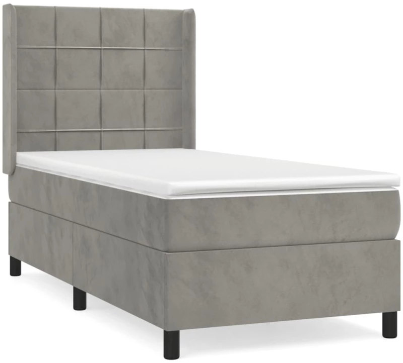ΚΡΕΒΑΤΙ BOXSPRING ΜΕ ΣΤΡΩΜΑ ΑΝΟΙΧΤΟ ΓΚΡΙ 90X190 ΕΚ. ΒΕΛΟΥΔΙΝΟ 3132651
