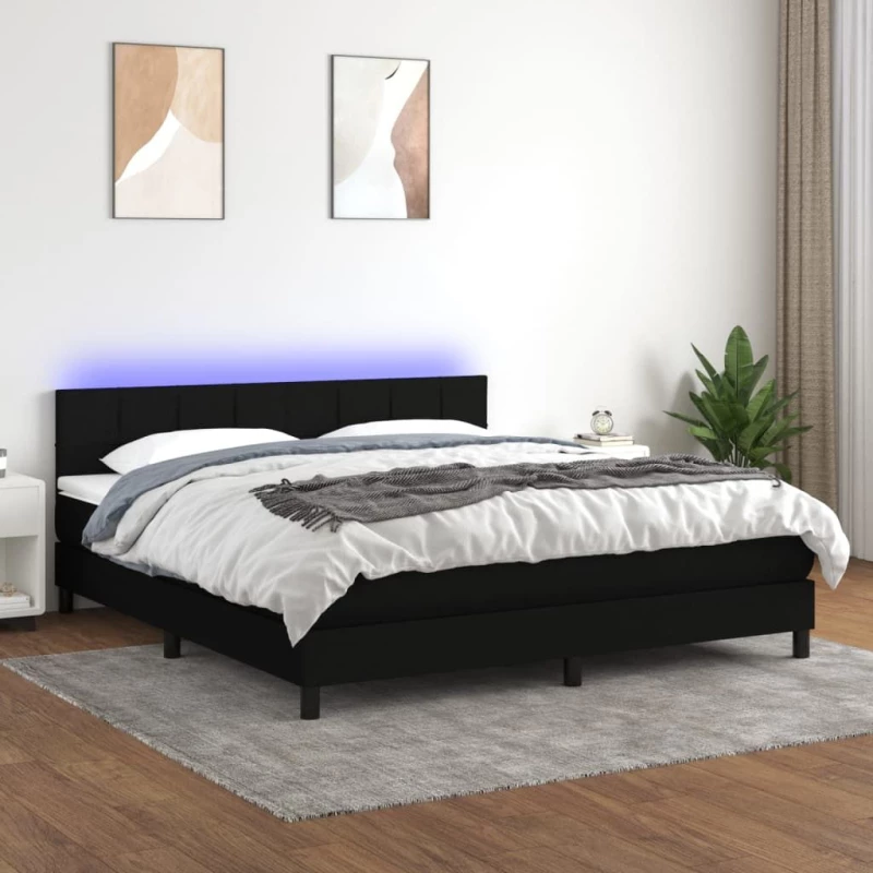 ΚΡΕΒΑΤΙ BOXSPRING ΜΕ ΣΤΡΩΜΑ & LED ΜΑΥΡΟ 160X200 ΕΚ. ΥΦΑΣΜΑΤΙΝΟ 3133167