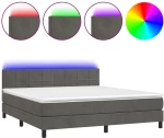 ΚΡΕΒΑΤΙ BOXSPRING ΜΕ ΣΤΡΩΜΑ & LED ΣΚ. ΓΚΡΙ 160X200ΕΚ. ΒΕΛΟΥΔΙΝΟ 3134412