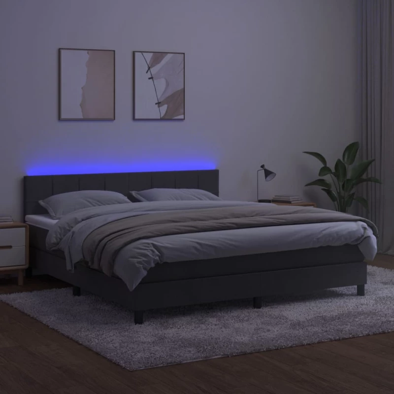 ΚΡΕΒΑΤΙ BOXSPRING ΜΕ ΣΤΡΩΜΑ & LED ΣΚ. ΓΚΡΙ 160X200ΕΚ. ΒΕΛΟΥΔΙΝΟ 3134412