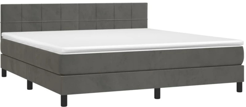 ΚΡΕΒΑΤΙ BOXSPRING ΜΕ ΣΤΡΩΜΑ & LED ΣΚ. ΓΚΡΙ 160X200ΕΚ. ΒΕΛΟΥΔΙΝΟ 3134412