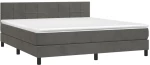 ΚΡΕΒΑΤΙ BOXSPRING ΜΕ ΣΤΡΩΜΑ & LED ΣΚ. ΓΚΡΙ 160X200ΕΚ. ΒΕΛΟΥΔΙΝΟ 3134412