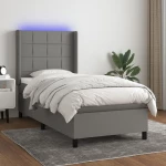 ΚΡΕΒΑΤΙ BOXSPRING ΜΕ ΣΤΡΩΜΑ & LED ΣΚ.ΓΚΡΙ 80X200 ΕΚ. ΥΦΑΣΜΑΤΙΝΟ 3138270
