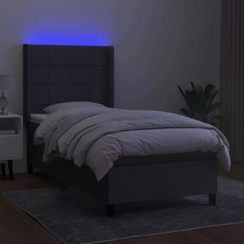 ΚΡΕΒΑΤΙ BOXSPRING ΜΕ ΣΤΡΩΜΑ & LED ΣΚ.ΓΚΡΙ 80X200 ΕΚ. ΥΦΑΣΜΑΤΙΝΟ 3138270