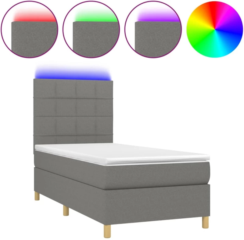 ΚΡΕΒΑΤΙ BOXSPRING ΜΕ ΣΤΡΩΜΑ & LED ΣΚ.ΓΚΡΙ 100X200 ΕΚ ΥΦΑΣΜΑΤΙΝΟ 3135414