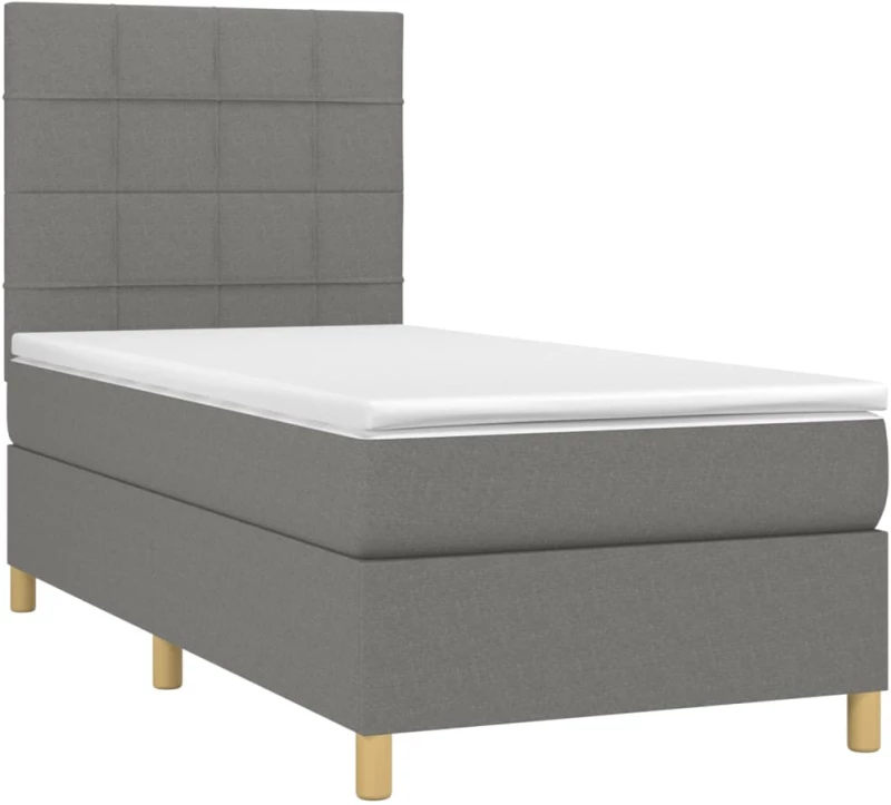 ΚΡΕΒΑΤΙ BOXSPRING ΜΕ ΣΤΡΩΜΑ & LED ΣΚ.ΓΚΡΙ 100X200 ΕΚ ΥΦΑΣΜΑΤΙΝΟ 3135414
