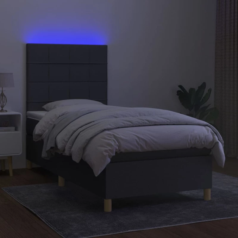 ΚΡΕΒΑΤΙ BOXSPRING ΜΕ ΣΤΡΩΜΑ & LED ΣΚ.ΓΚΡΙ 100X200 ΕΚ ΥΦΑΣΜΑΤΙΝΟ 3135414