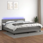 ΚΡΕΒΑΤΙ BOXSPRING ΜΕ ΣΤΡΩΜΑ & LED ΣΚ.ΓΚΡΙ 200X200ΕΚ. ΥΦΑΣΜΑΤΙΝΟ 3133182