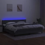 ΚΡΕΒΑΤΙ BOXSPRING ΜΕ ΣΤΡΩΜΑ & LED ΣΚ.ΓΚΡΙ 200X200ΕΚ. ΥΦΑΣΜΑΤΙΝΟ 3133182