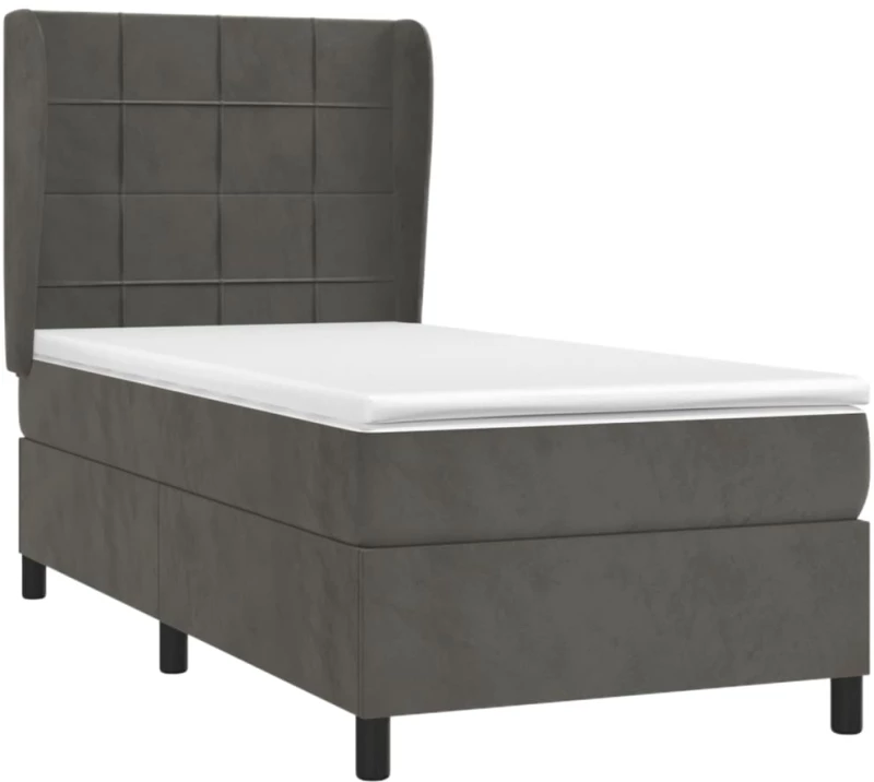 ΚΡΕΒΑΤΙ BOXSPRING ΜΕ ΣΤΡΩΜΑ ΣΚΟΥΡΟ ΓΚΡΙ 100X200 ΕΚ. ΒΕΛΟΥΔΙΝΟ 3129196