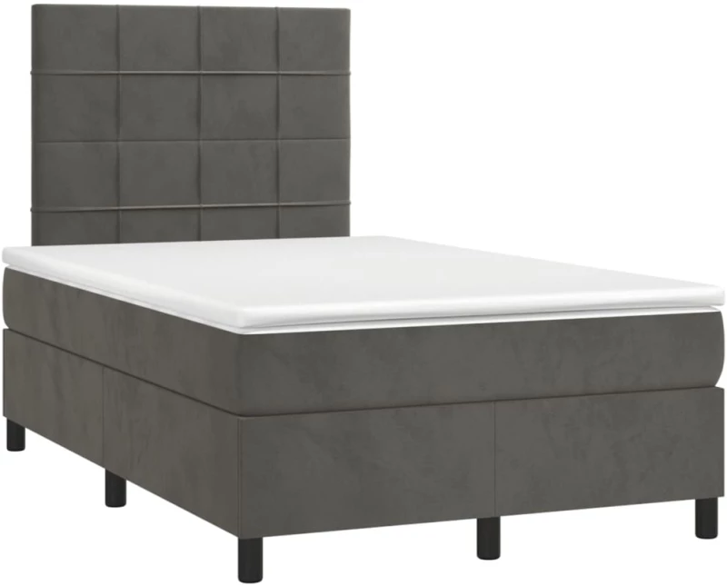 ΚΡΕΒΑΤΙ BOXSPRING ΜΕ ΣΤΡΩΜΑ & LED ΣΚ. ΓΚΡΙ 120X200ΕΚ. ΒΕΛΟΥΔΙΝΟ 3136114