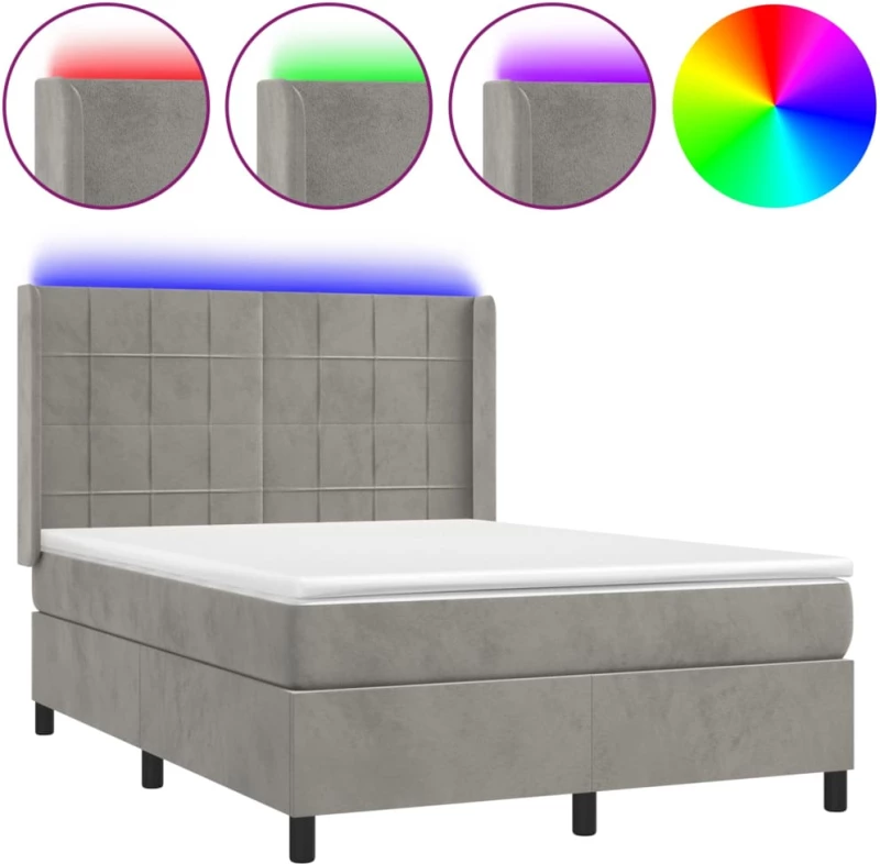 ΚΡΕΒΑΤΙ BOXSPRING ΜΕ ΣΤΡΩΜΑ & LED ΑΝ.ΓΚΡΙ 140X200 ΕΚ. ΒΕΛΟΥΔΙΝΟ 3139565
