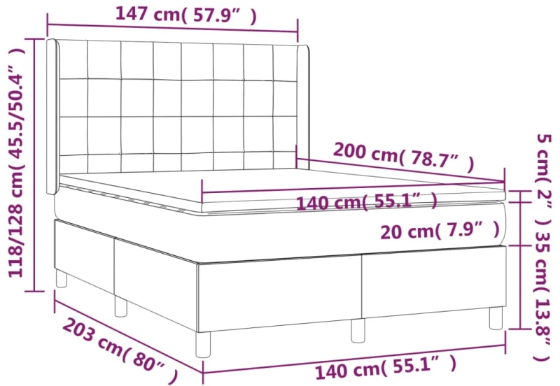 ΚΡΕΒΑΤΙ BOXSPRING ΜΕ ΣΤΡΩΜΑ & LED ΑΝ.ΓΚΡΙ 140X200 ΕΚ. ΒΕΛΟΥΔΙΝΟ 3139565