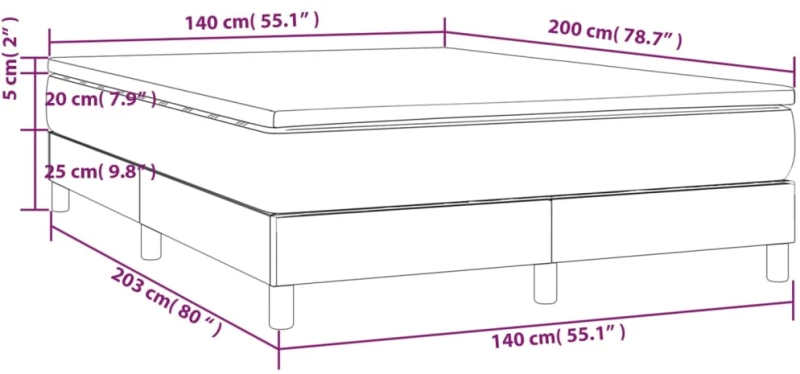 ΚΡΕΒΑΤΙ BOXSPRING ΜΕ ΣΤΡΩΜΑ ΣΚΟΥΡΟ ΚΑΦΕ 140X200 ΕΚ ΥΦΑΣΜΑΤΙΝΟ 3144080