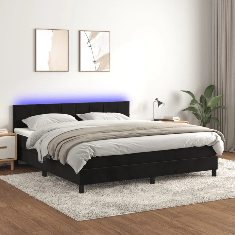 ΚΡΕΒΑΤΙ BOXSPRING ΜΕ ΣΤΡΩΜΑ & LED ΜΑΥΡΟ 160X200 ΕΚ. ΒΕΛΟΥΔΙΝΟ 3134413