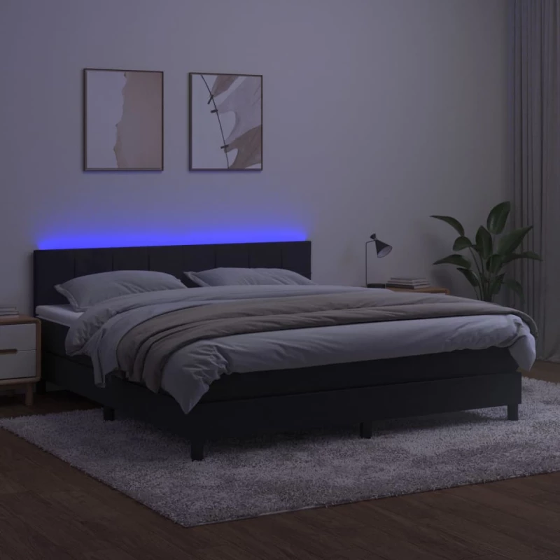ΚΡΕΒΑΤΙ BOXSPRING ΜΕ ΣΤΡΩΜΑ & LED ΜΑΥΡΟ 160X200 ΕΚ. ΒΕΛΟΥΔΙΝΟ 3134413